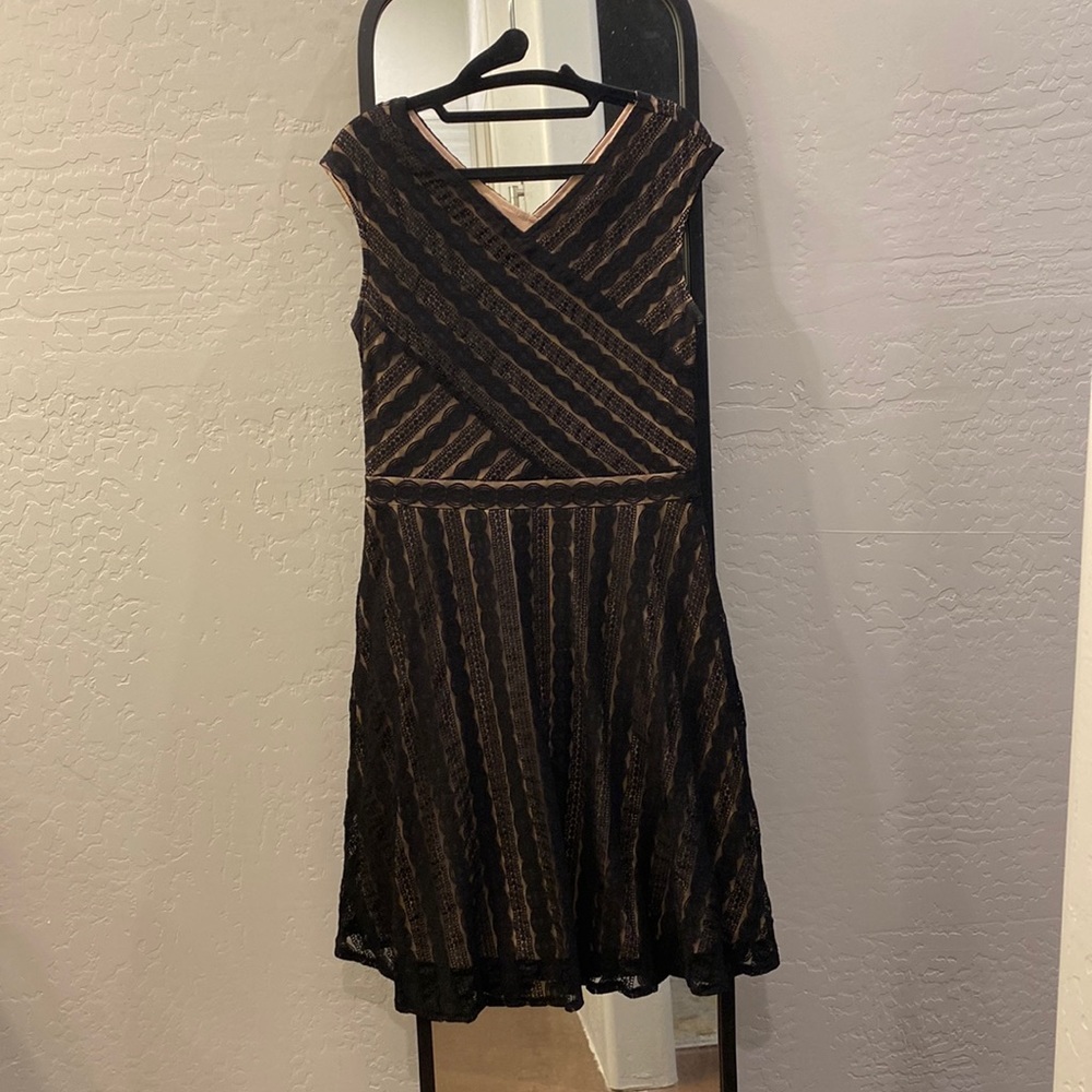 Dress Barn black lace dress with nude/light tan lining